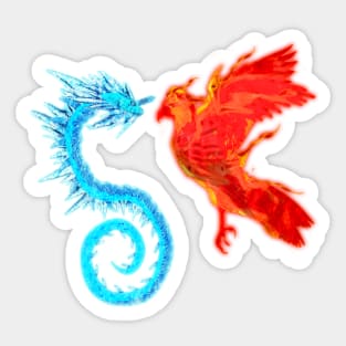 Dragon Vs Phoenix Sticker